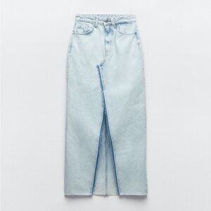 ZARA Z1975 Denim Midi Skirt sz M in light blue